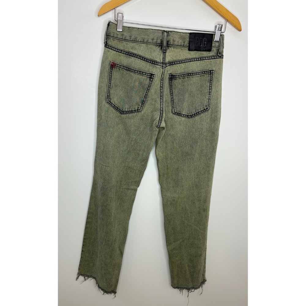 BDG Cowgirl Jean Green Acid Wash Distressed Straight Leg Raw Hem Denim Size 25 - Picture 11 of 14
